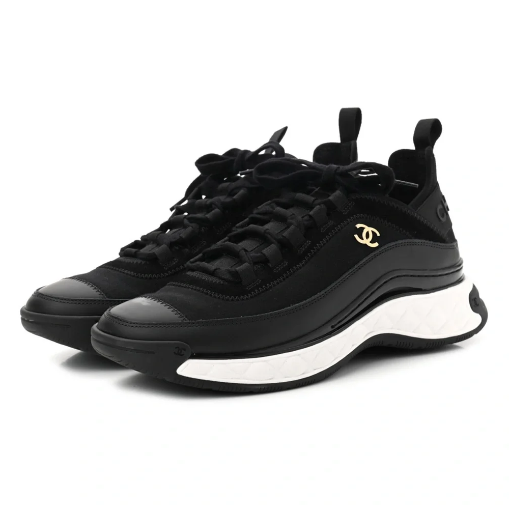 BNIB NWT AUTHENTIC CHANEL SUEDE VELVET Calfskin CC TRAINERS SNEAKERS Size 41 1/2 - Picture 5 of 17
